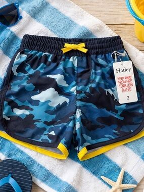 Hatley Swim Trunks Size 2 Blue Camo Boys Swim Shorts NWT